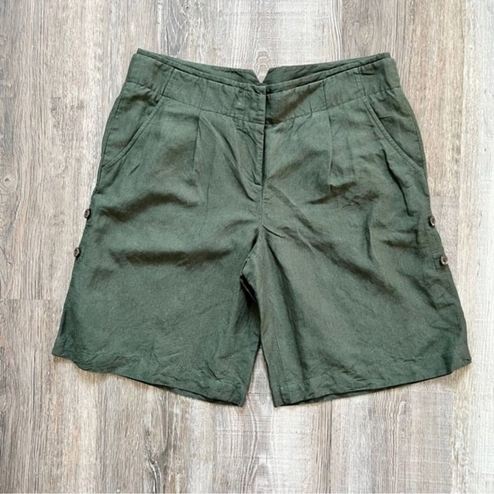 Yansi Fugel Linen Blend Green Shorts